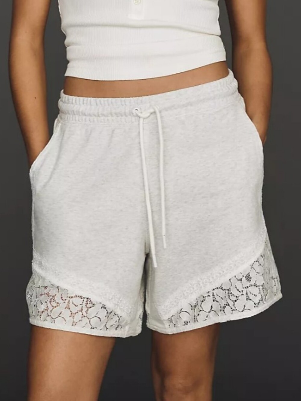 Daily Practice Lace Guard Light Heather Grey Buttery Soft Sweat Shorts Medium - Picture 12 of 13
